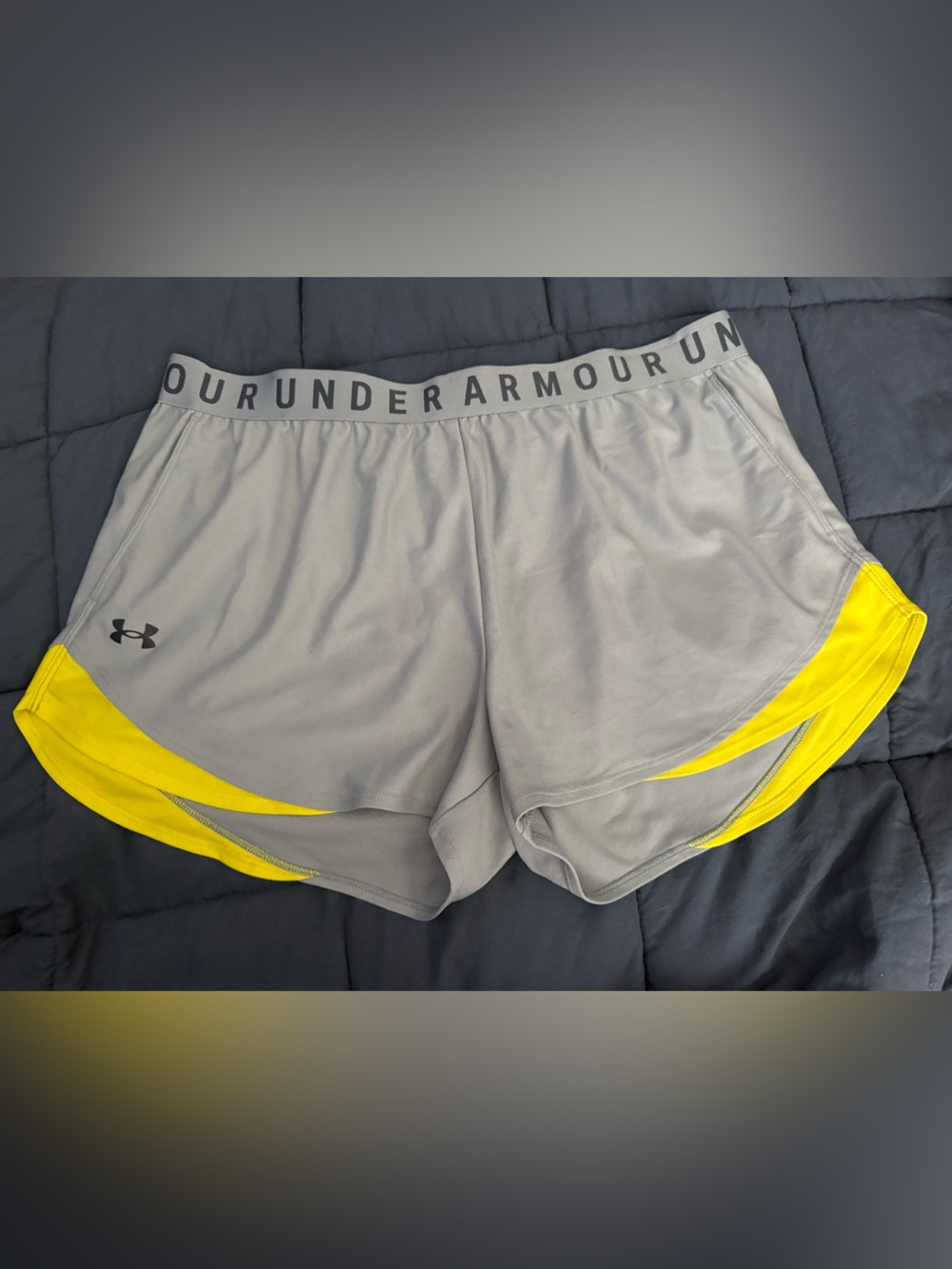 Under Armour Light Gray Athletic Shorts with White Logo